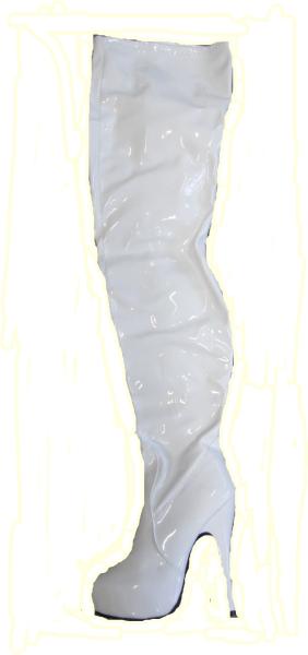 Crotch Plateau Overknee High Heels weiß
